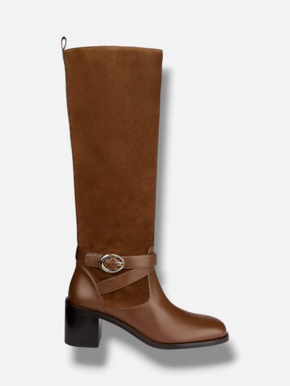 Stuart Weitzman Women's Brown Benni 55MM Leather Riding Boots Size 8B